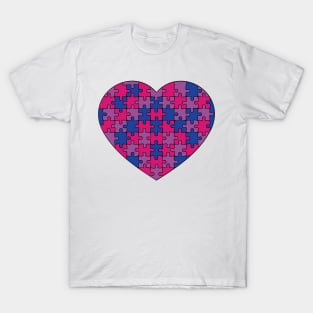 Puzzle Heart -Bisexual Pride Colors T-Shirt